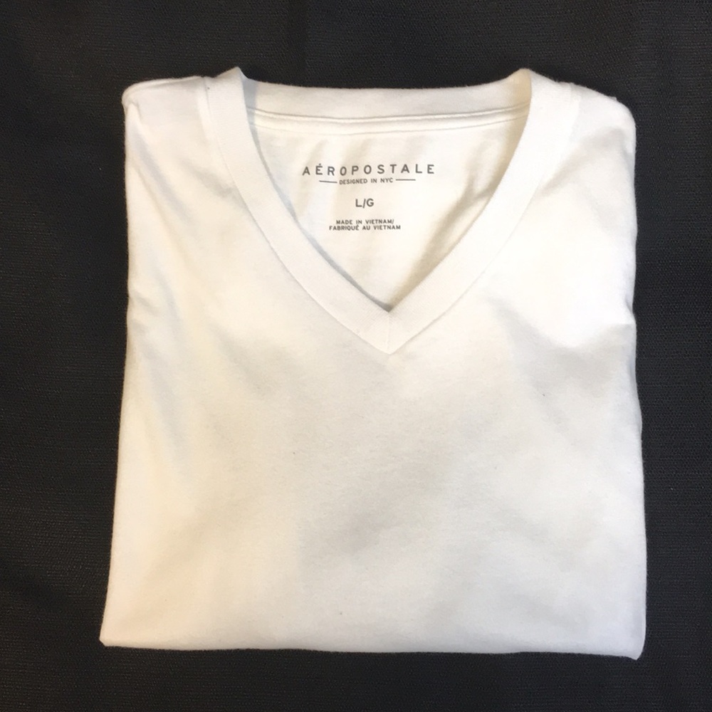 White V-neck tee